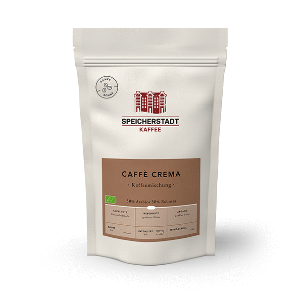 Caffè Crema Kaffeemischung, 50% Arabica, 50% Robusta, Bio