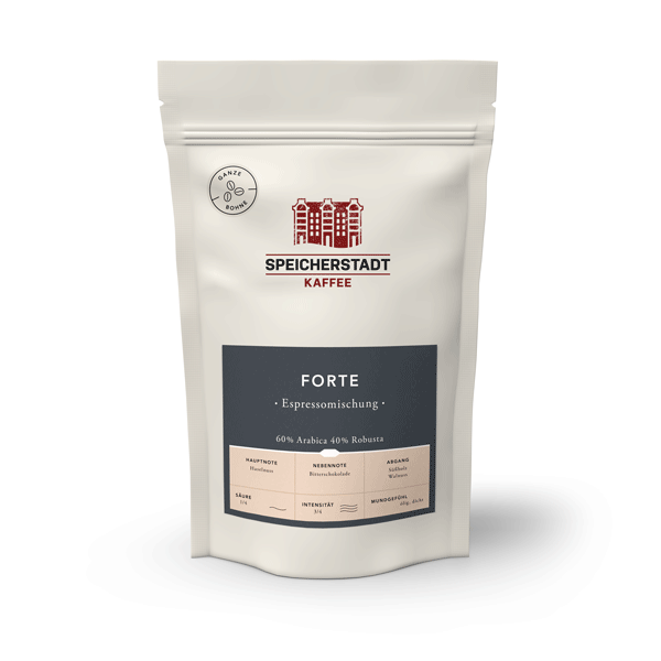 Forte Espressomischung, 60 % Arabica, 40 % Robusta